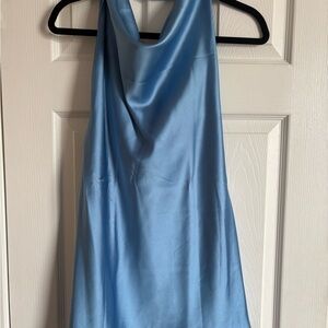 Elegant Blue Satin Dress